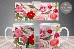 Vintage Flowers and Birds Mug Sublimation 11oz &amp; 15oz Product Image 1