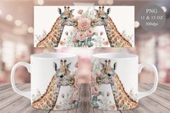 Giraffe Mug Sublimation | Watercolor Mug Wrap 11 &amp; 15 oz Product Image 1
