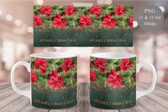 Christmas Mug Sublimation | Poinsettia Mug Wrap 11 &amp; 15 oz Product Image 1