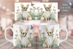 Cute Chihuahua Mug Sublimation | Watercolor Dog Mug Wrap Product Image 1
