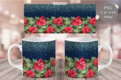 Christmas Mug Sublimation | Poinsettia Mug Wrap 11 &amp; 15 oz Product Image 1