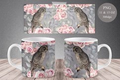 Vintage Owl and Flowers Mug Sublimation 11oz &amp; 15oz Product Image 1
