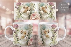 Cute Cat Mug Sublimation | Watercolor Mug Wrap 11 &amp; 15 oz Product Image 1