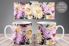 Dahlia Mug Wrap. Floral Mug Sublimation. 11&amp;15 OZ Product Image 1