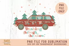Dashing through the snow PNG for sublimation - retro holiday Product Image 1