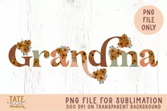 Grandma sunflower boho PNG file for sublimation Product Image 1