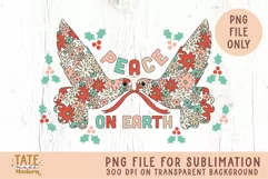 Peace on Earth PNG for sublimation - retro Christmas PNG Product Image 1