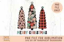 Merry Christmas Trees PNG for sublimation - pink Christmas Product Image 1
