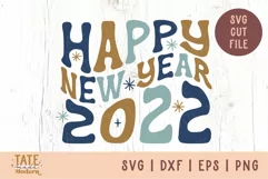 Happy New Year 2022 retro SVG cut file - retro t-shirt svg Product Image 1