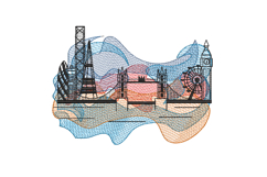 London Skyline - Machine Embroidery Design Product Image 1