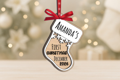 SVG Baby Newborn Sock My First Christmas Ornament Laser Sock Product Image 1
