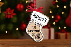 SVG Baby Newborn Sock My First Christmas Ornament Laser Sock Product Image 2