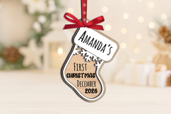 SVG Baby Newborn Sock My First Christmas Ornament Laser Sock Product Image 3
