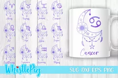 Crescent Moon Zodiac Signs Svg Zodiac Symbols Svg Astrology Product Image 1