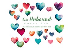 25 Watercolour Hearts Clipart Bundle, 100 files Product Image 1