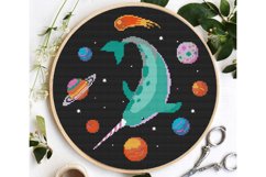 Narwhal Cross stitch pattern PDF Sea Ocean Galaxy animals Product Image 1