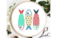 Funny fishes Cross stitch pattern Digital download Easy Sea Product Image 1