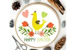 Easter bird Cross stitch pattern Digital file Spring flowers Product Image 1