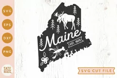 Vintage Maine SVG cut file - Maine state symbols svg Product Image 1