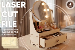 Makeup Box with mirror - laser files, Vector CNC pattern Product Image 1