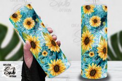 Sunflower Teal Marble 20oz Skinny Tumbler Wrap Product Image 1