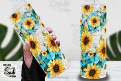 Turquoise Sunflower 20oz Skinny Tumbler Wrap Product Image 1