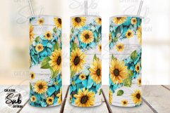 Turquoise Sunflower 20oz Skinny Tumbler Wrap Product Image 2