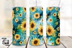 Sunflower Teal Marble 20oz Skinny Tumbler Wrap Product Image 2