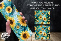 Sunflower Teal Marble 20oz Skinny Tumbler Wrap Product Image 3
