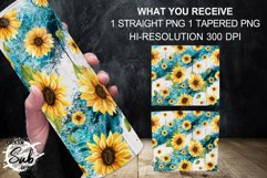 Teal Marble Sunflower 20oz Skinny Tumbler Wrap Product Image 3