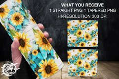Turquoise Sunflower 20oz Skinny Tumbler Wrap Product Image 3