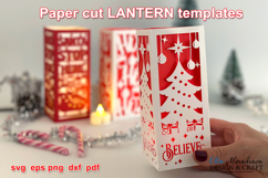 Christmas Lantern Svg| Papercut Believe Lightbox Template Product Image 1