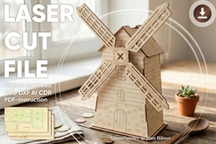Mill moneybox - SVG DXF laser cut files, Glowforge pattern Product Image 1
