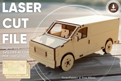 Mini Truck 3d puzzle- laser cut file, SVG DXF laser ptoject Product Image 1