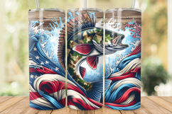 American Flag Trout Fishing Camo Seamless Tumbler Wrap Product Image 1