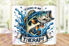 Fishing is My Therapy 20 oz Skinny Tumbler Wrap Sublimation Product Image 1