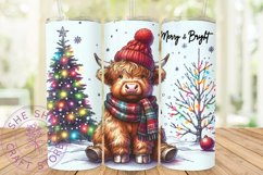 Highland Cow Christmas Tumbler Wrap Xmas Holiday Sublimation Product Image 1