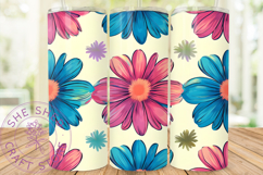 Daisy Florial 20 oz Skinny Tumbler Sublimation Design Product Image 1
