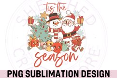 Tis The Season Retro Christmas png, Santa Claus png Product Image 3
