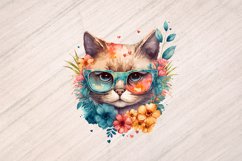 Watercolor Floral Cats Portraits Product Image 4