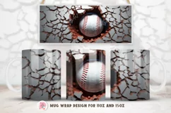 3D Baseball Mug Wrap PNG | Sports Sublimation Mug for 11 oz Product Image 1