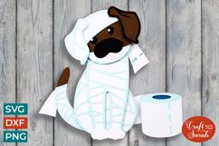 Mummy Dog SVG | Layered Halloween Toilet Roll Dog Cut Files Product Image 1