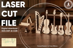 Musical instruments - laser cut files, Glowforge file Product Image 1
