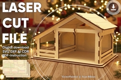 Nativity barn #1 - laser cutting file, Christmas scene Product Image 1