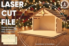 Nativity barn #2 - laser cutting file, Christmas scene Product Image 1