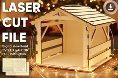 Nativity barn #3 - laser cutting file, Christmas scene Product Image 1