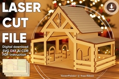 Nativity barn #5 - laser cutting file, Glowforge pattern Product Image 1