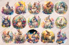 Watercolor Floral Rabbit Clipart - 20 Watercolor Designs Product Image 2