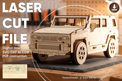 SUV Car - 3d laser cut design, SVG DXF plan for laser Product Image 1
