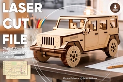 Car 3d puzzle - laser file, SVG DXF plan for laser cutting Product Image 1